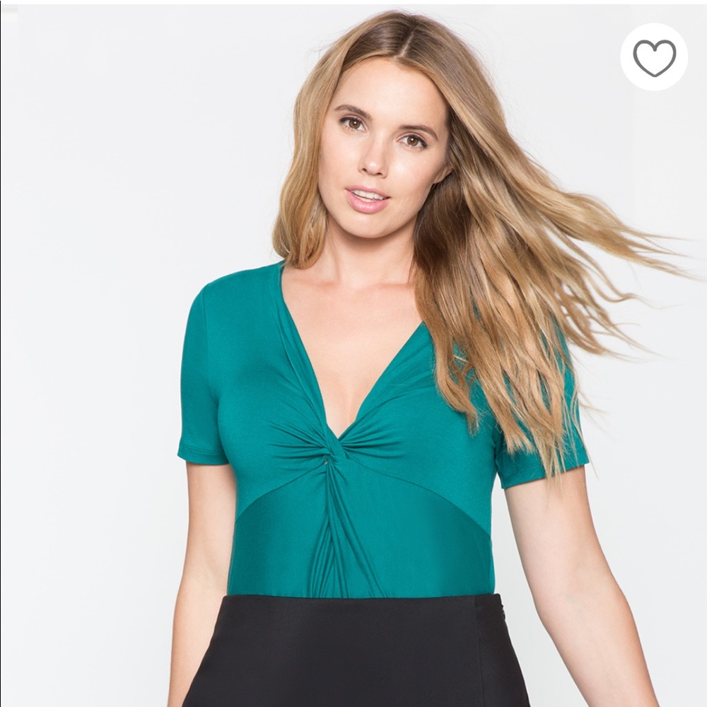 EUC Eloquii Green Twist Front Bodysuit Size 22